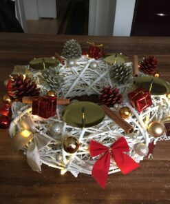 Adventskranz Holz RotGold